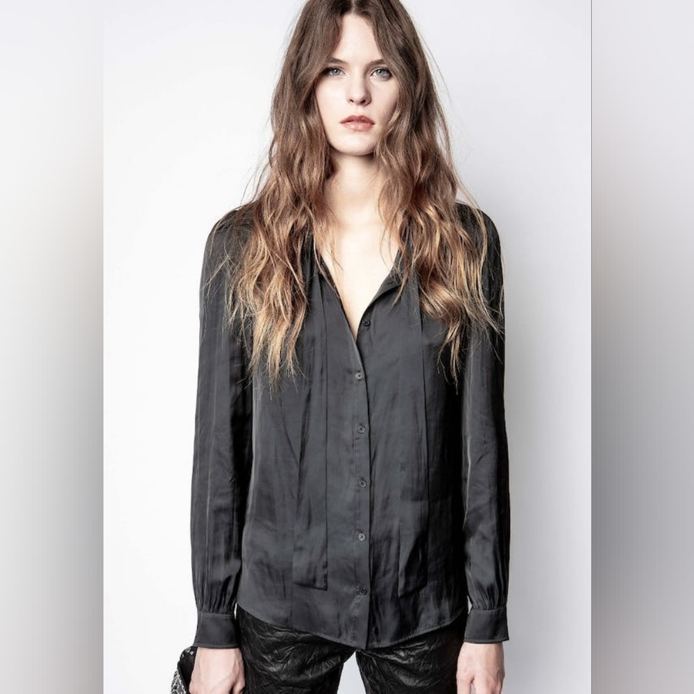 Zadig & Voltaire - Taos Satin Top Black Size M NWT